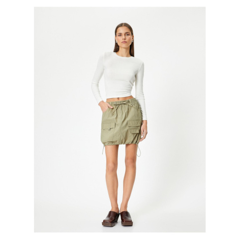 Koton Parachute Mini Skirt with Cargo Pocket Elastic Stopper Detailed