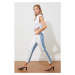 Trendyol White Blue Color-Blocked High Waist Mom Jeans