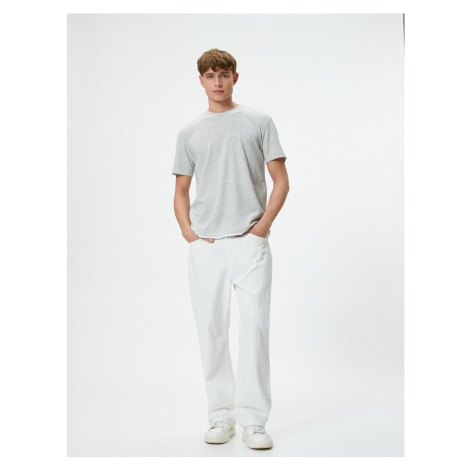 Koton Basic T-Shirt with Fabric Detail Crew Neck Slim Fit Textured