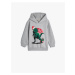 Koton Hooded Sweat Christmas Themed Dinosaur Print Raised