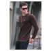 Madmext Dark Brown Crew Neck Regular Fit Basic Sweatshirt 5799