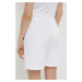 Bavlnené šortky Love Moschino biela farba, s nášivkou, vysoký pás