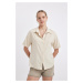 DEFACTO Oversize Fit Linen Look Short Sleeve Shirt