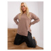 Dark beige plus size blouse with long sleeves