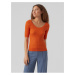 Women's orange ribbed basic T-shirt VERO MODA Estela - Women