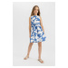 DEFACTO Girls' Poplin Sleeveless Patterned Dress