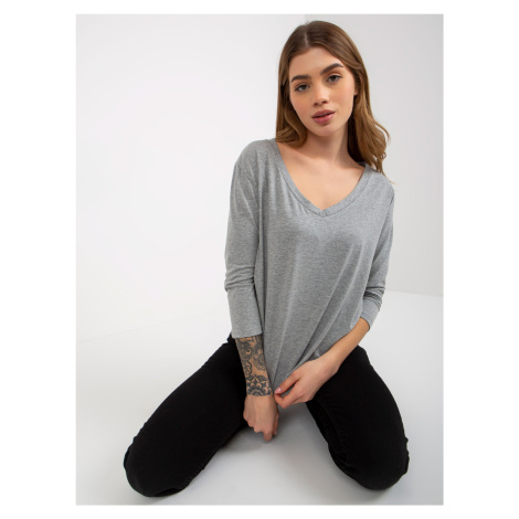 Basic gray melange blouse with neckline