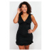 Trendyol Curve Black Deep V Neck Swimsuit