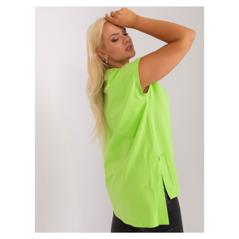 Light green basic plus size blouse with a longer back