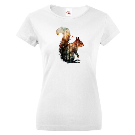 Dámské tričko s potlačou zvierat - Veverička