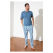Trendyol Blue Striped Knitted Pyjama Set