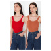 Trendyol Red-Tainted Double Package Strap Basic Knitwear Blouse