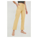 Nohavice Billabong dámske, žltá farba, rovné, vysoký pás