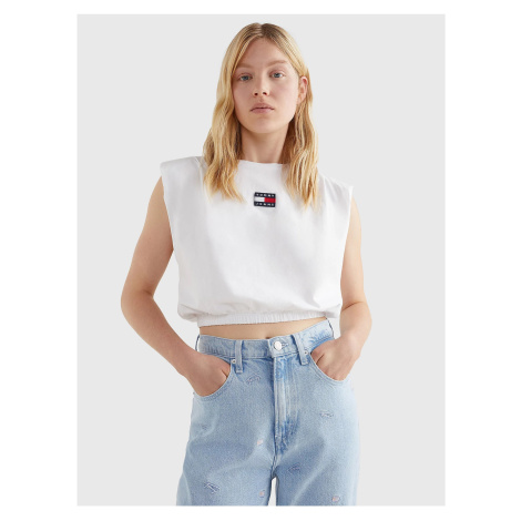 White Womens Cropped T-Shirt Tommy Jeans - Women Tommy Hilfiger