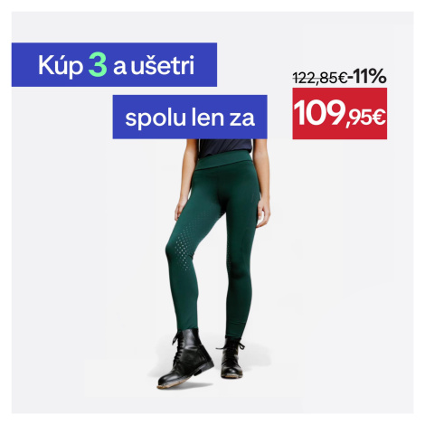 Dámske jazdecké legíny 500 fullgrip zelené FOUGANZA
