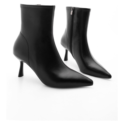 Marjin Women's Heeled Boots Pointed Toe Goblet Heels Casual Classic Boots Heel black.