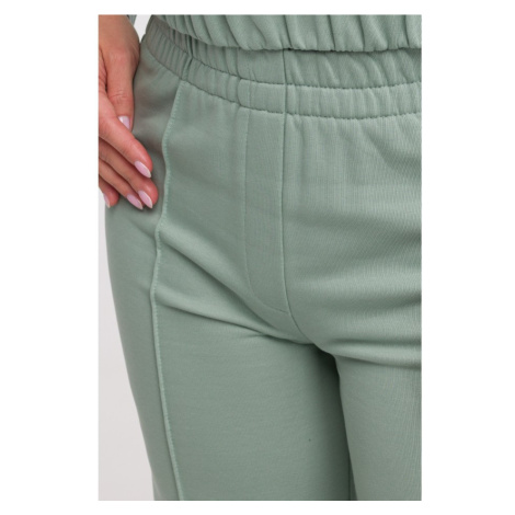 B296 Široké nohavice s prednými švami - mentolové BeWear