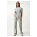 Happiness İstanbul Women's Gray T-Shirt Tracksuit