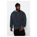 Trendyol Anthracite Relaxed 100% Cotton Sweatshirt with Wash Effect