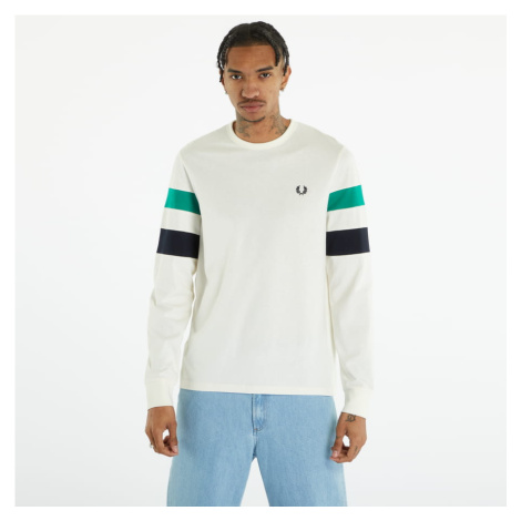 FRED PERRY Panelled Sleeve LS T-shirt Ecru