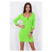 Dress with a button-neck green neon