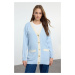 Trendyol Light Blue Color Block Knitwear Cardigan