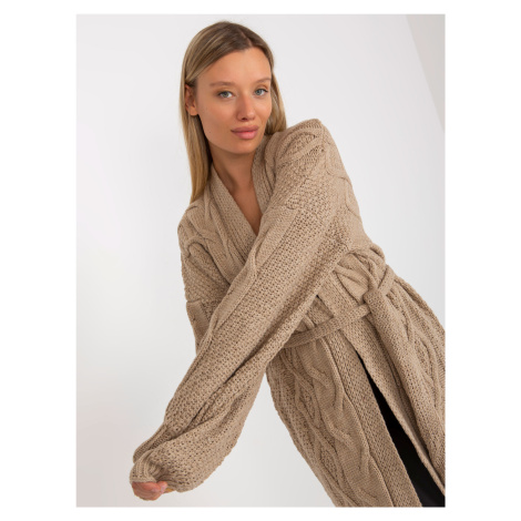 Beige long cardigan with the addition of wool RUE PARIS
