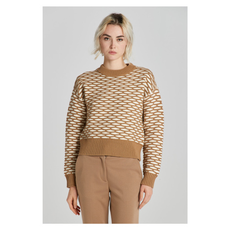 SVETER GANT INTARSIA C-NECK WARM KHAKI