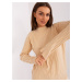 Beige women's classic sweater with patterns