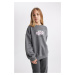 DEFACTO Girl's Oversize Fit Crew Neck Printed Soft Fuzzy Thick Sweatshirt