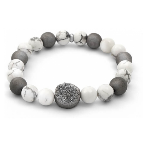 Agato Obrúbený náramok z achátu a howlitu MINK123 19 cm