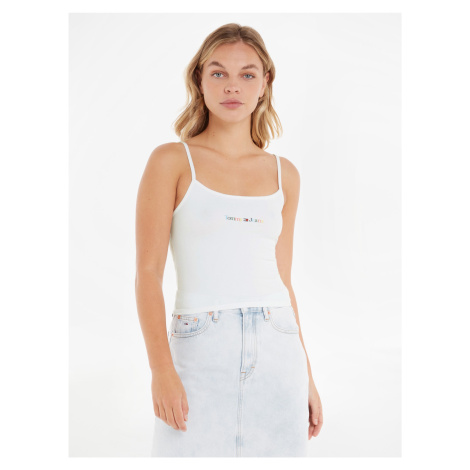 White Women's Top Tommy Jeans TJW BBY Color Linear Strap Top - Women Tommy Hilfiger