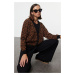 Trendyol Black Soft Texture Leopard Patterned Knitwear Cardigan