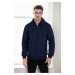 94090 Dewberry Kangaroo Pocket Hooded Zipper Mens Sweatshirt-NAVY