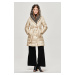 Ľahká dámska zimná bunda v ecru farbe so zateplenou kapucňou (OMDL-019)