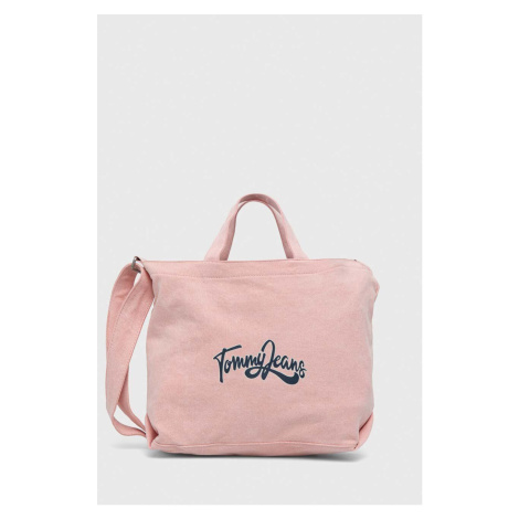 Bavlnená taška Tommy Jeans ružová farba Tommy Hilfiger