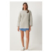 Happiness İstanbul Women's Stone Grey Raised Oversize Knitted Sweatshirt