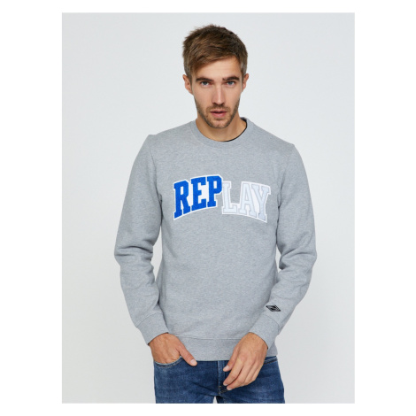 Light grey men's sweatshirt with Replay inscription - Men's
