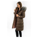 Hnedá prešívaná dámska zimná bunda (7701)