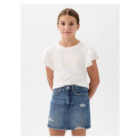 Biele dievčenské tričko s volánikmi GAP