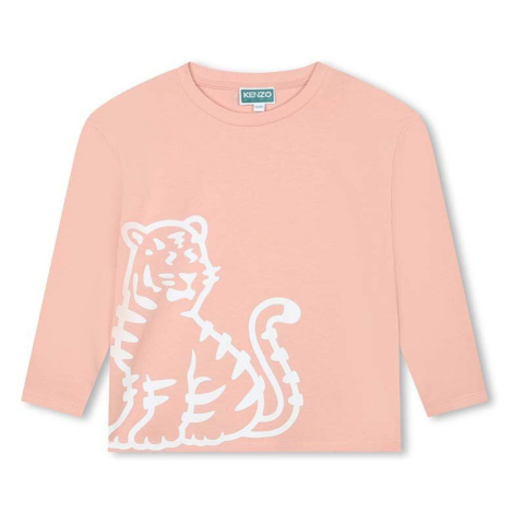 Detská bavlnená košeľa s dlhým rukávom Kenzo Kids ružová farba