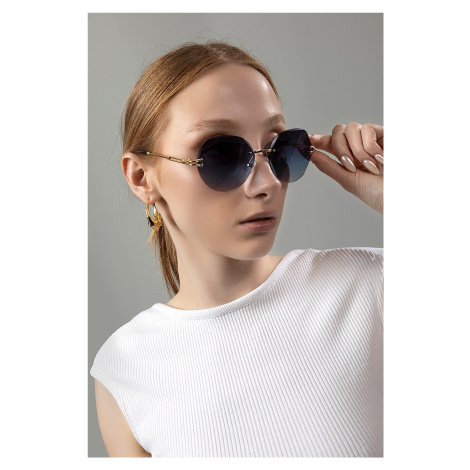 Polo Air Women's Crystal Round Sunglasses Navy