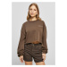 Women's Cropped Small Embroidery Terry Crewneck brown