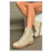 Fox Shoes R374961902 Beige Suede Women's Classic Boots with Elastic Side