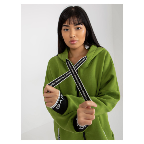 Light green long zippered sweatshirt made of Mayar cotton