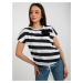 Women's black and white striped blouse with flower