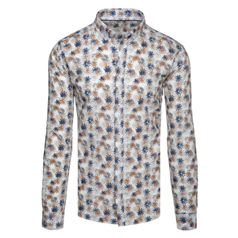 Košeľa pánska biela s kvetmi Dstreet DX2645