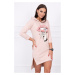 Dress with longer back and color print dark powder pink