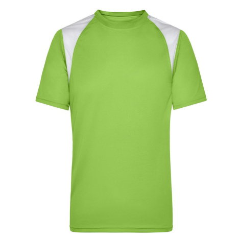 James & Nicholson Pánske bežecké tričko s krátkym rukávom JN397 - Limetkovo zelená / biela
