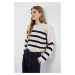 Trendyol Stone Crop Striped Knitwear Sweater